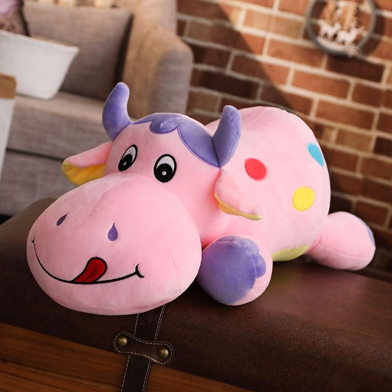 Boneka Bantal Sapi 80cm Plush Lembut Imut Hadiah Ulang Tahun Cewek Cowok Mainan Bayi Berlabel SNI Bisa COD