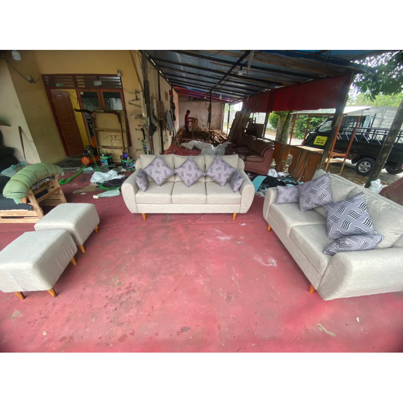 Set Sofa retro minimalis, 32 + Stool sepasang