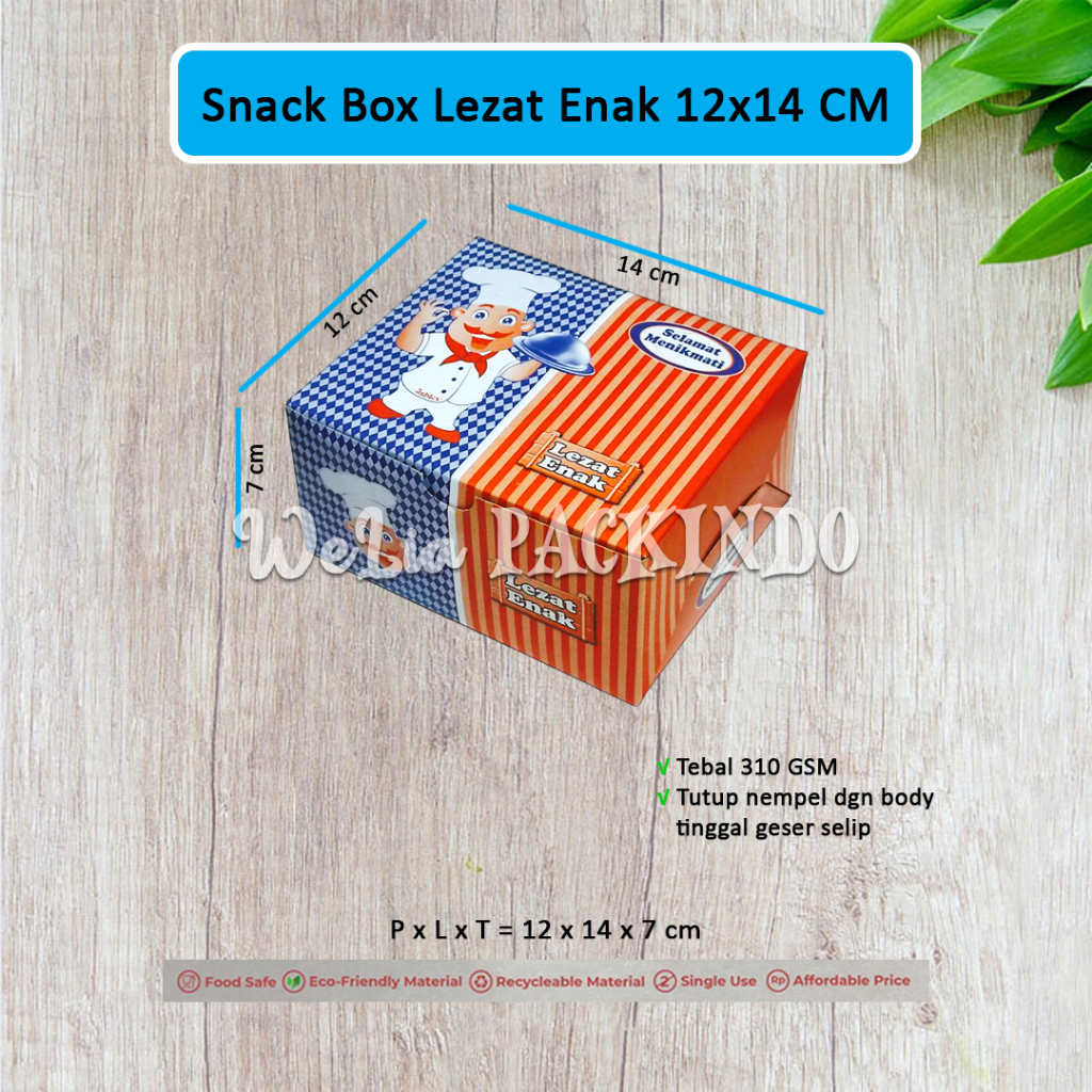 

[1 PCS] Snack Box 12x14 Motif Lezat Enak / Kotak Kue / Dus Makanan Model GS