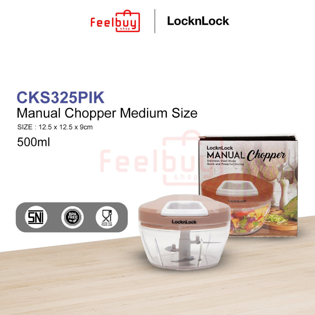 LocknLock Manual Chopper Medium Size 500ML Penggiling Daging & Sayuran - CKS325PIK