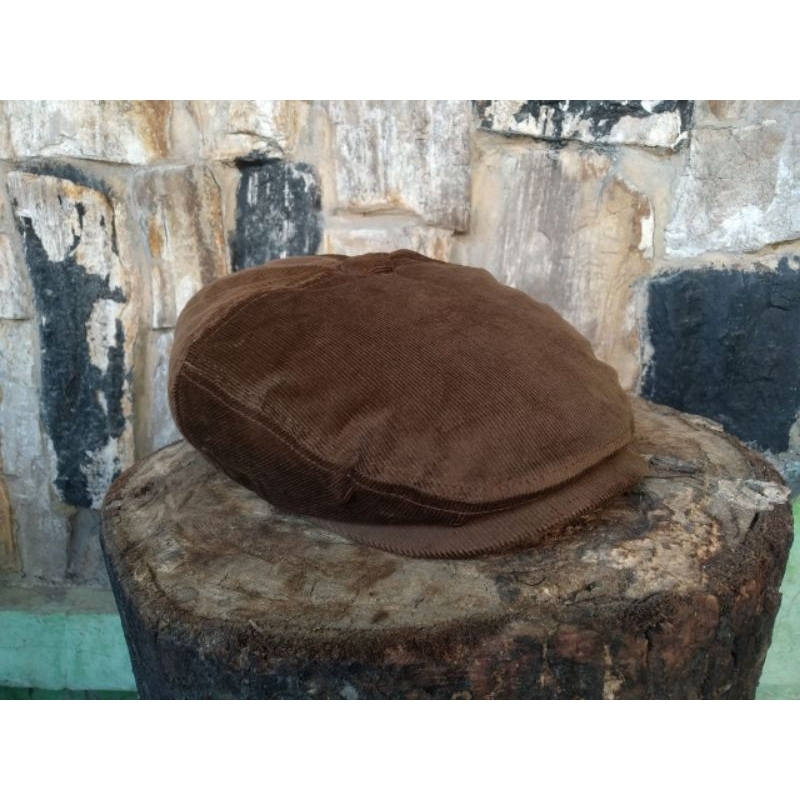TOPI CLASSIC FLAT CAP BROWN CORDUROY ORIGINAL LOOKOUTHEJO