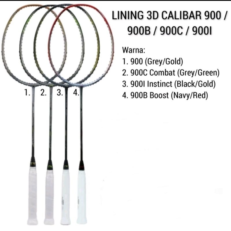 Raket Badminton LINING 3D CALIBAR 900/ 900I/ 900B/ 900C 900 INSTINCT BOOST COMBAT Original