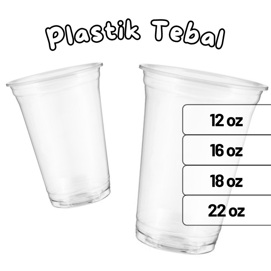 Gelas Plastik Tebal / Thick Plastic Cup / Gelas Es Tebal Bening