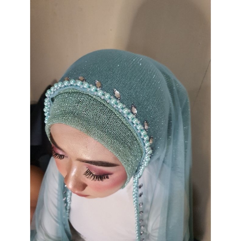 SLAYER VEIL PENGANTIN MUTIARA / HIJAB PENGANTIN / VEIL PENGANTIN
