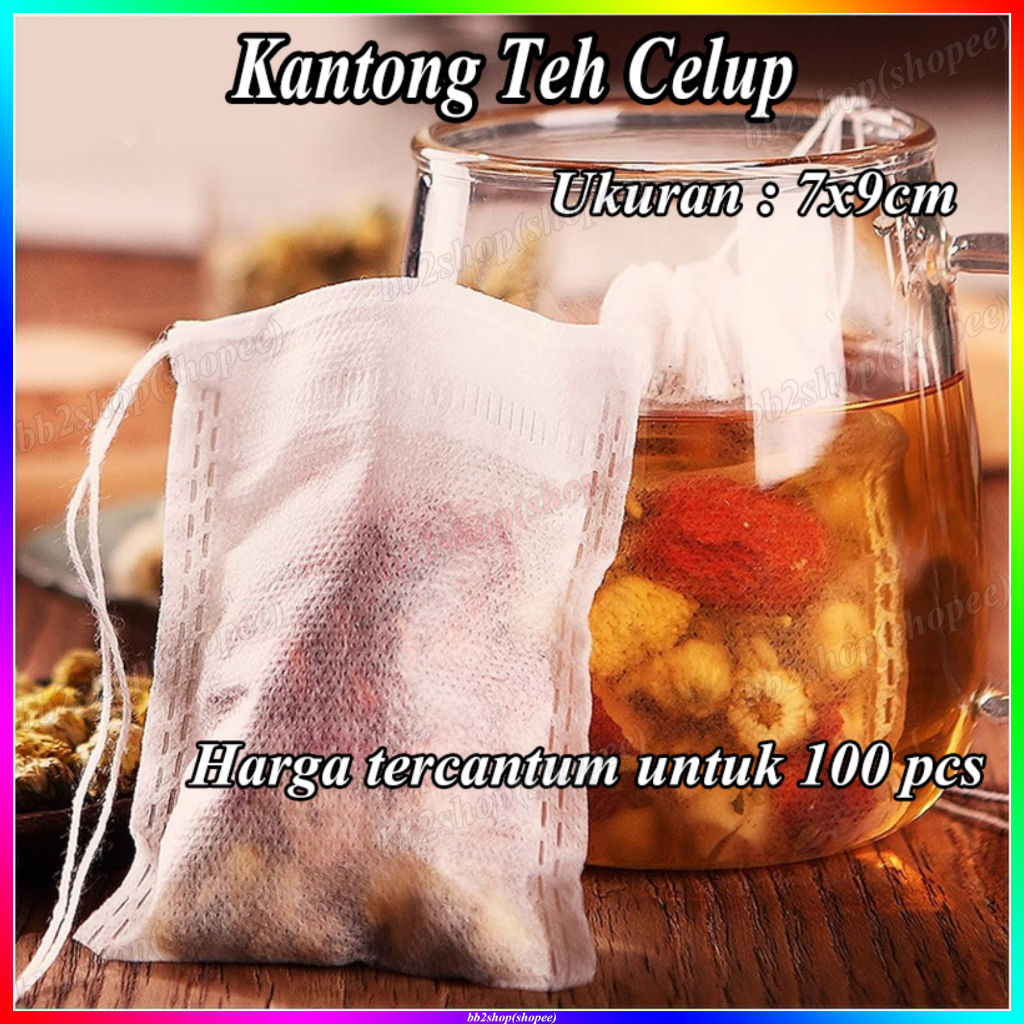 

Kantong Teh Celup Kosong Tea Bag Bags Kantung Paper Kertas Rempah Kopi Filter Penyaring Seduh Air Teabag