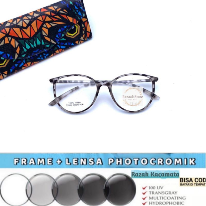 Kacamata/Frame Terbaru TR90/Lentur 72085 | Kacamata Paket Lensa Antiradiasi/Photocromic Normal/Minus