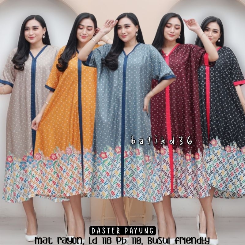 Daster lengan murah payung rayon adem busui friendly halus kekinian batik kombinasi Baju tidur santa