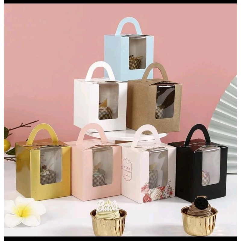 Box Cupcake 1pcs termasuk Tray, Kemasan Cupcake, Dus Cupcake, Dus Puding, Kemasan Puding, Kotak Cupc
