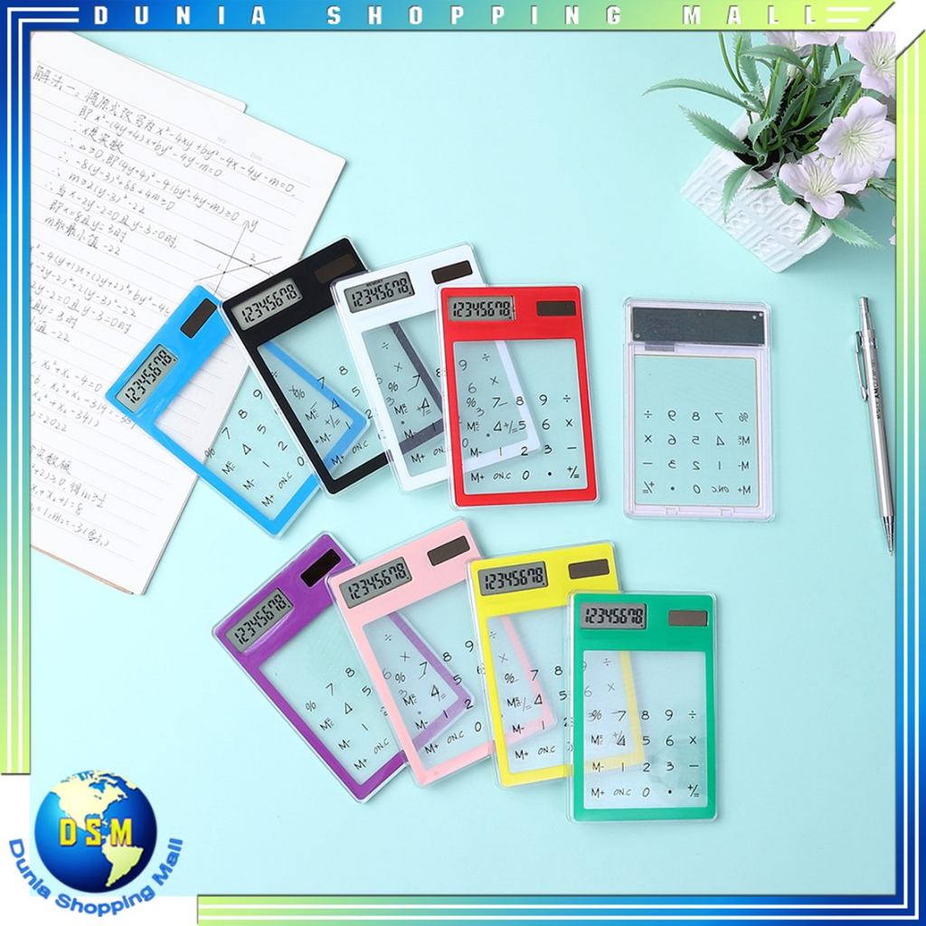 

DSM Kalkulator Mini Aesthetic Calculator Mini Portable Ultra Tipis Transparan 8 Digit L Touchscreen Kalkulator Kecil Tenaga Surya Simple Untuk Sekolah Dan Kantor