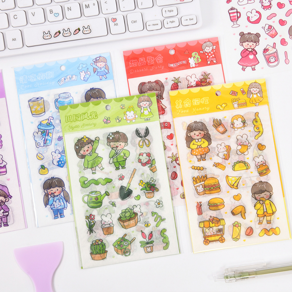 

(ctshop1) 1 set isi 4 lembar sticker lucu hias dekorasi planner diary journal cute