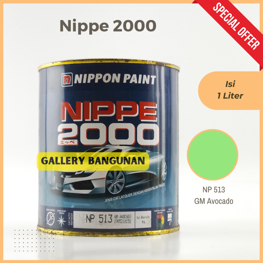

Nippe 2000 Np 513 Avocado Gm Cat Kayu Besi NC Nippon Paint Kemasan 1 Liter