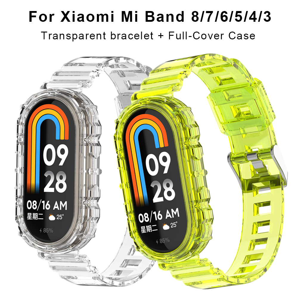 Armor 2in1 Rubber Strap with Bumper Case Cover for Xiaomi Mi Band 8 (Tali Jam Silikon Jelly TPU deng