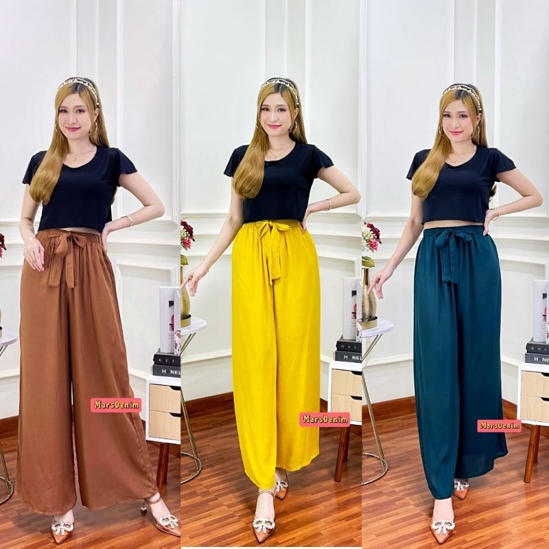 CELANA KULOT WANITA PINGGANG TALI BAHAN RAYON ADEM