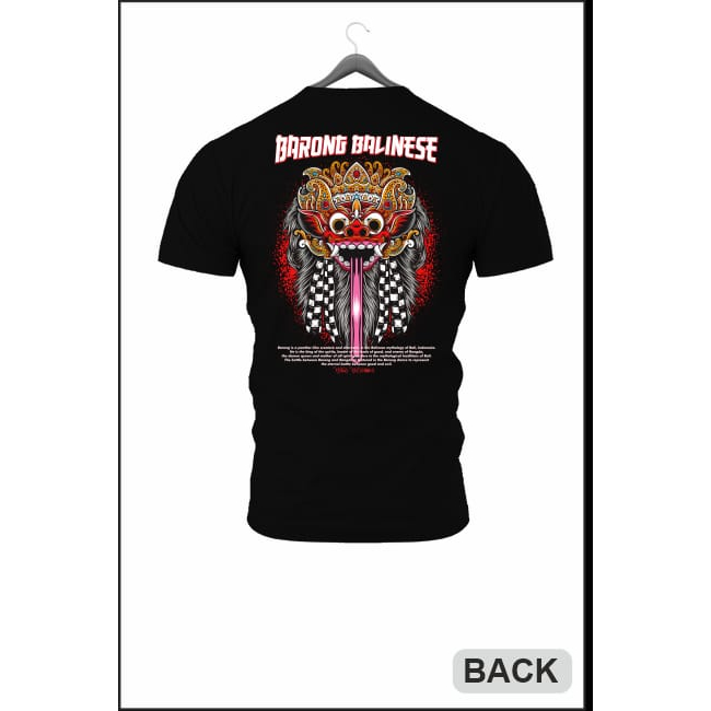 T - Shirt Distro Pria Indonesia Culture Bali Barong / Baju Kaos Pria Dewasa Unisex HItam Barong