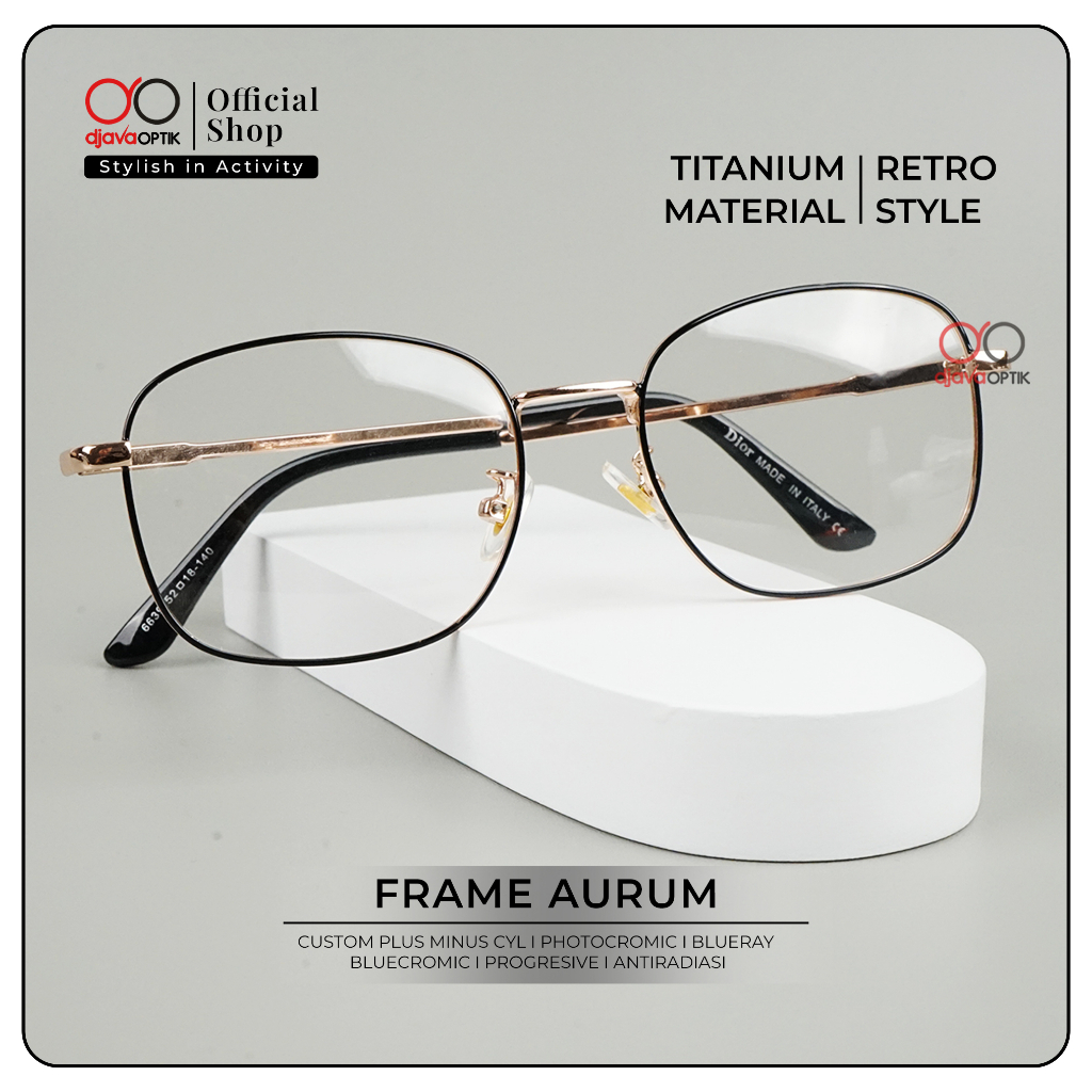 DJAVA OPTIK - Frame Aurum - Kacamata Photocromic Korea Bahan Titanium