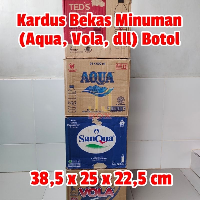 KARDUS BEKAS AIR MINERAL BOTOL 600ml (AQUA, VOLA, TED, SANQUA & SEJENISNYA)