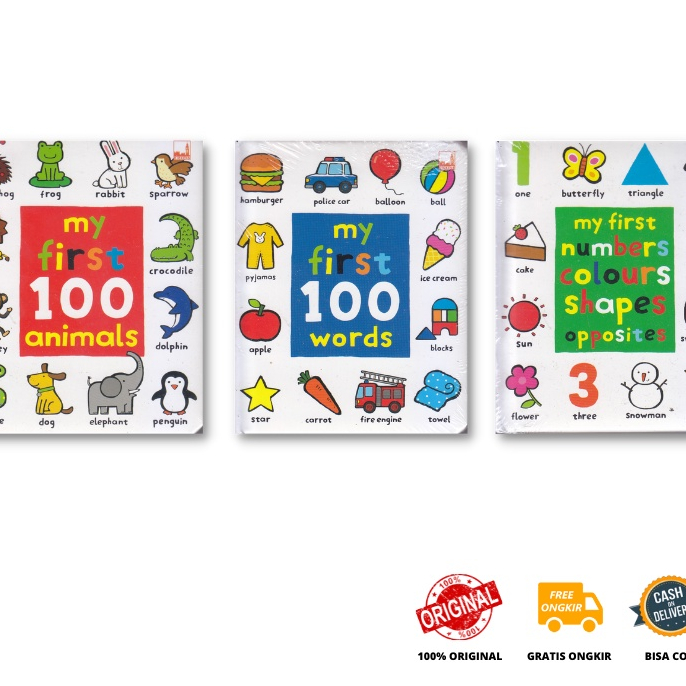 BK - Buku My First 100 Animals, My First Numbers Colours Shapes Opposites, My First 100 Words