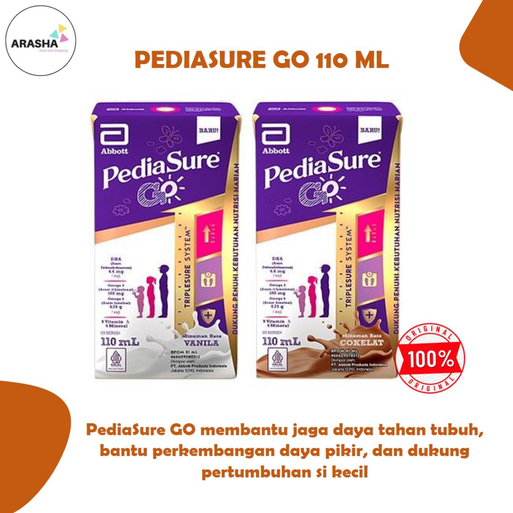 

PEDIASURE GO UHT 110 ml 1 DUS ISI 48 BOTOL Vanila dan Cokelat Susu UHT Pediasure Triplesure - Susu Pertumbuhan Anak