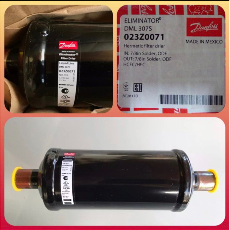 DANFOSS DML 307S / DCL 307S ( 7/8” Model Las / Solder), Eliminator hermetic filter drier danfoss 7/8