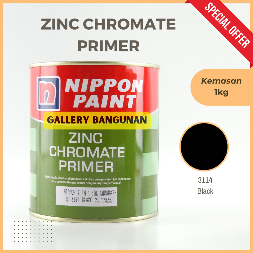 

Nippon Zinc Chromate 2 In 1 Np 3114 Black (Protective) Cat Dasar Besi Pelarut Thinner B Bensin Sintetis Synthetis