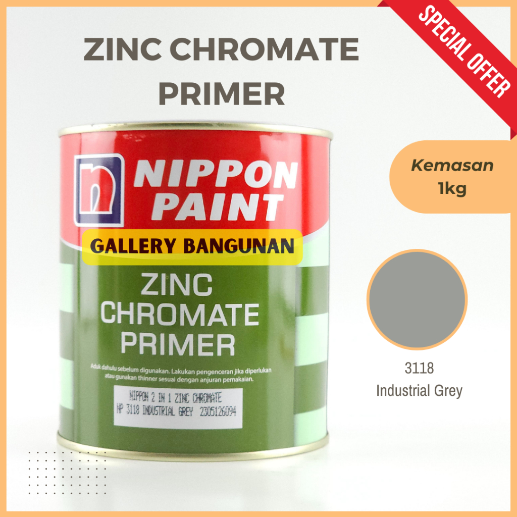 

Nippon Zinc Chromate 2 In 1 Np 3118 Industrial Grey (Protective) Cat Dasar Besi Pelarut Thinner B Bensin Sintetis Synthetis