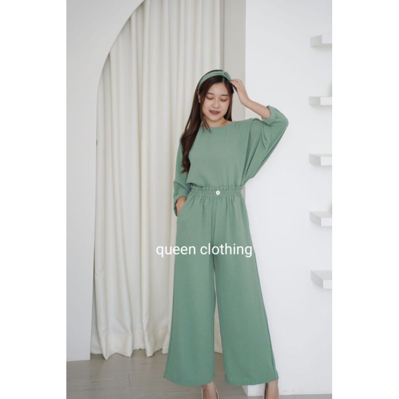 GLORY ONE SET CROP TOP CRINKLE / SETELAN WANITA CRINKLE