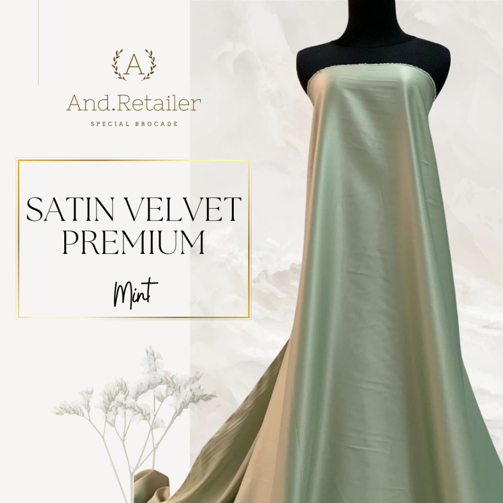 Bahan Kain Satin Velvet Premium Warna Hijau Mint Bahan Seragaman Furing Bisa Untuk Backdrop Backgrou