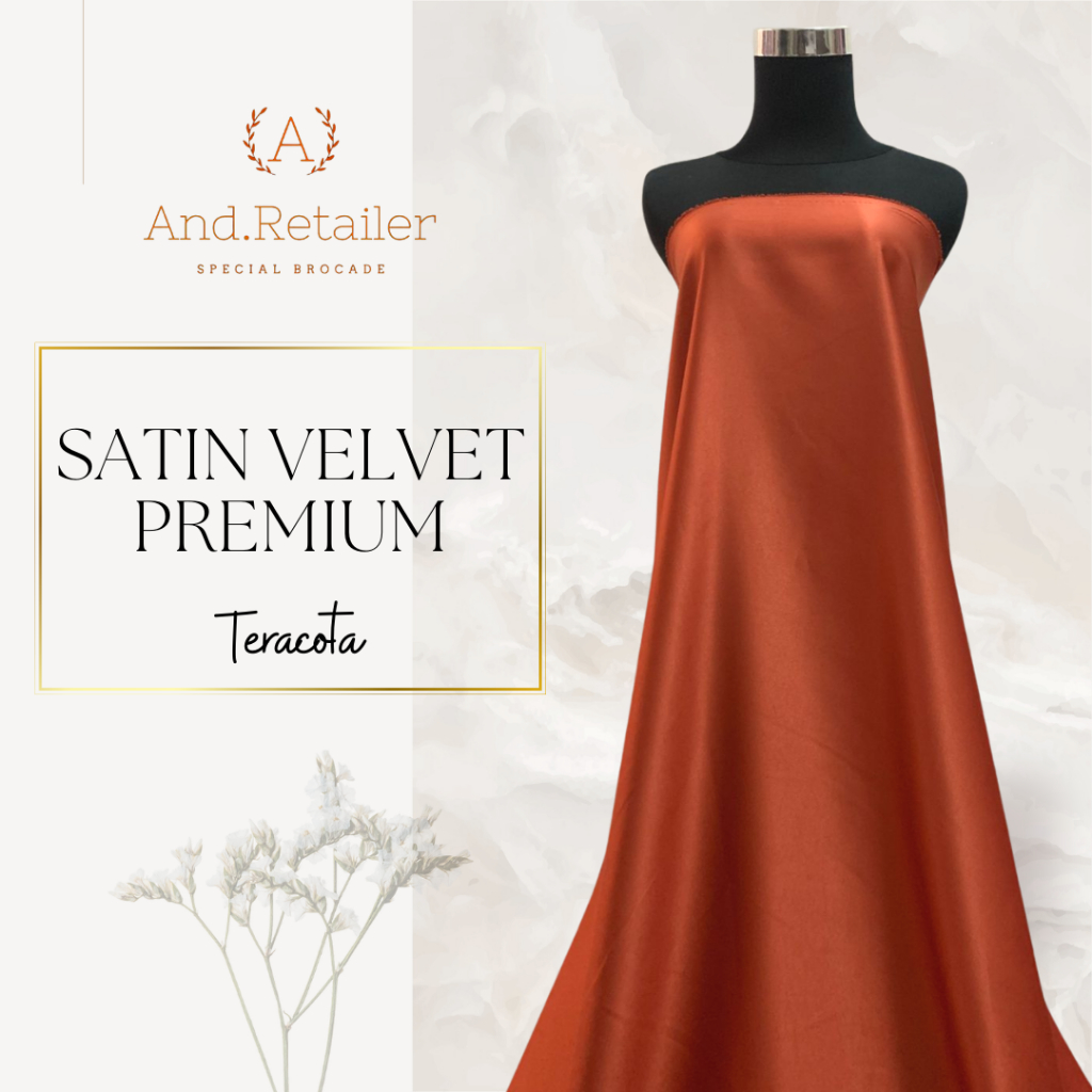 Kain Satin Velvet Premium Warna Teracotta Warna Bata Bahan Inner Furing Dress Seragaman Gamis dll
