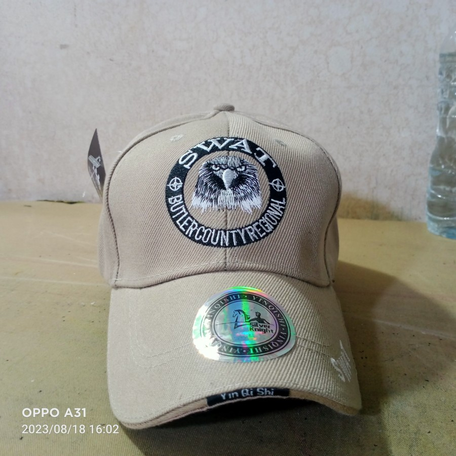 topi tactical bordir swat / krem / topi import