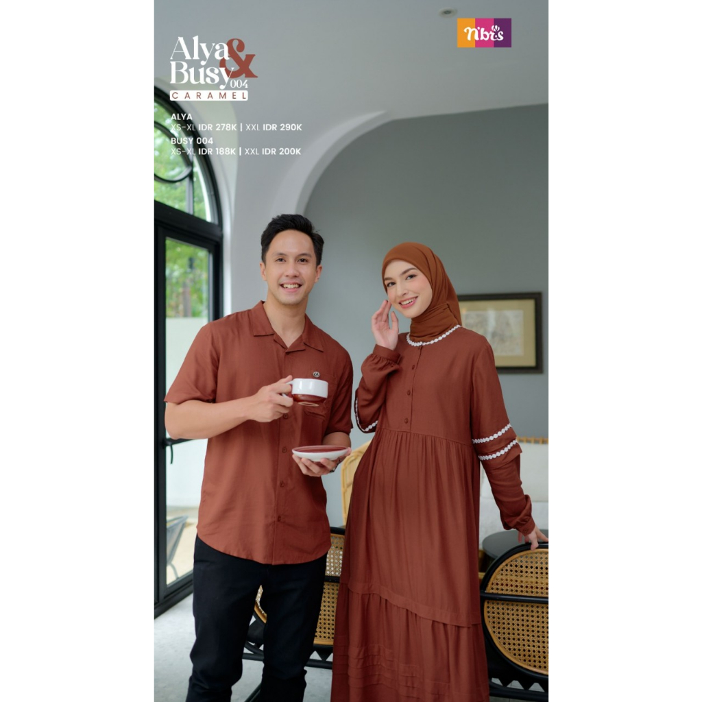 Baju Couple Muslim Nibras Alya dan Busy 004 Terbaru 2023