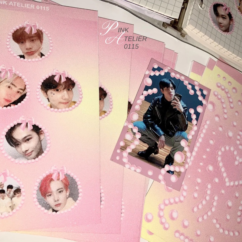 

coquette pink pearls polco & ENHYPEN sticker sheets