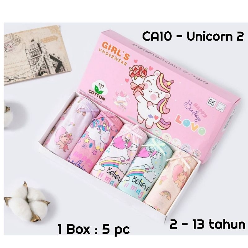 CA10 5pcs Celana Dalam Katun Anak Perempuan Cewek dengan Kotak(2-13thn)