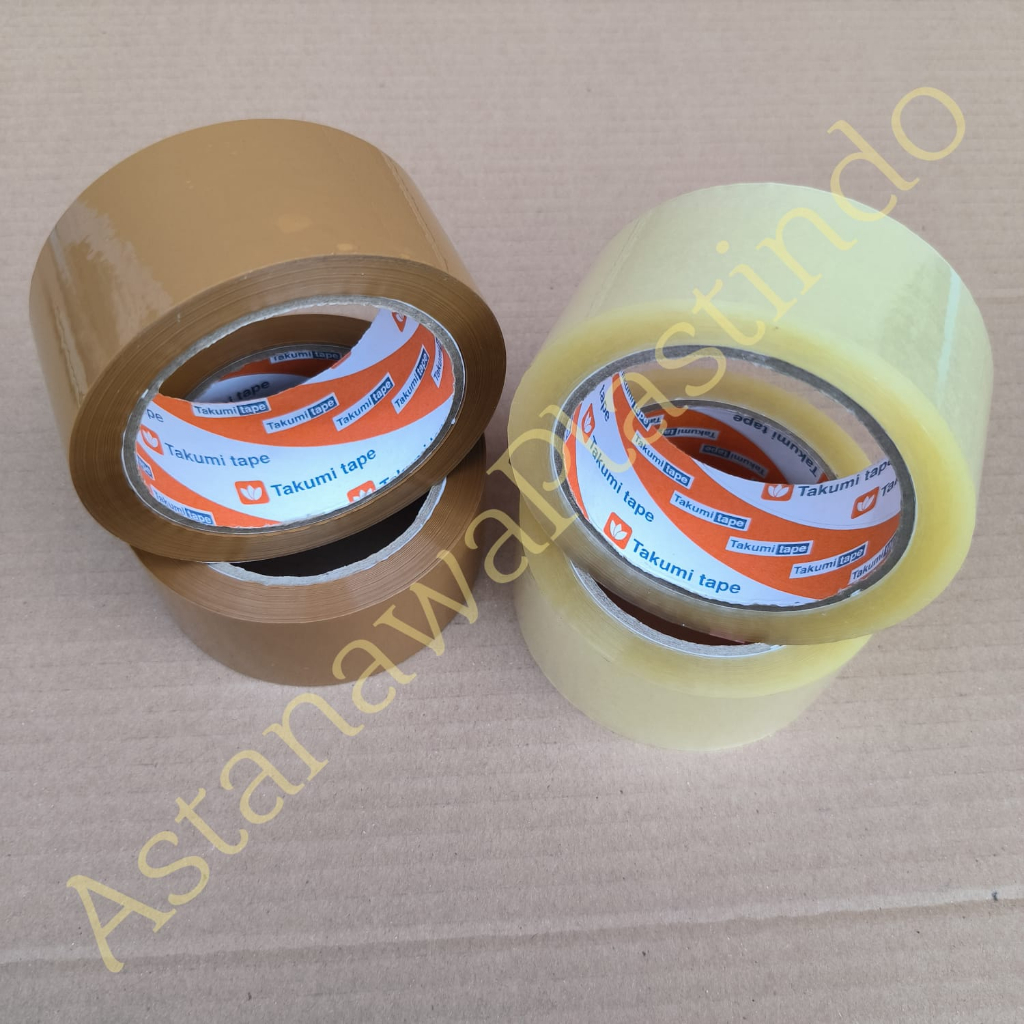 

TAKUMI TAPE lakban Bening Coklat 45 mm x 100 Yard plakban OPP selotip BOPP 2 inch x 100 yard kualitas daimaru mitran pack