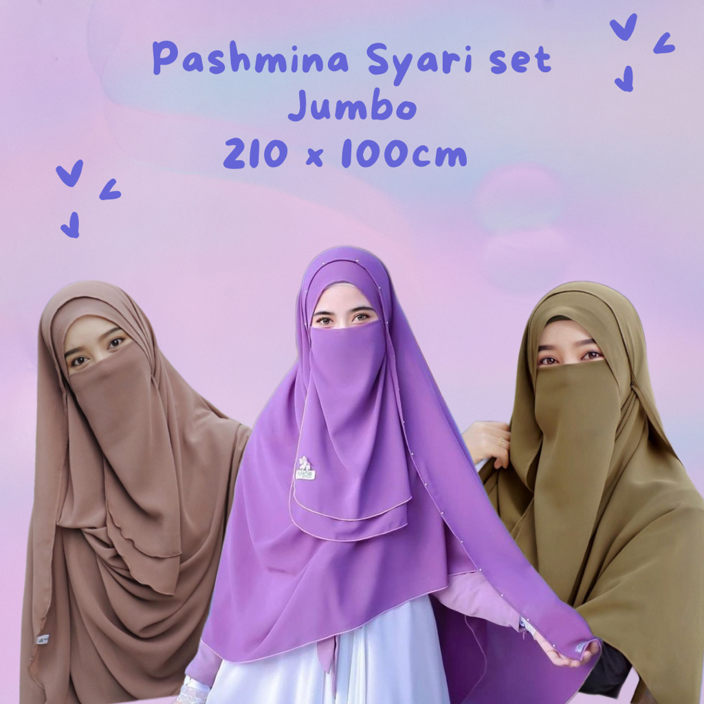 Pashmina syari set cadar cerutty babydoll pashmina syari free cadar tali