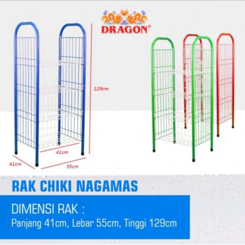 Rak Ciki Besi Naga Mas/ Rak Snack Susun 4 Dragon/ Rak Makanan Ringan/ Rak serbaguna Besar ( Gosen on