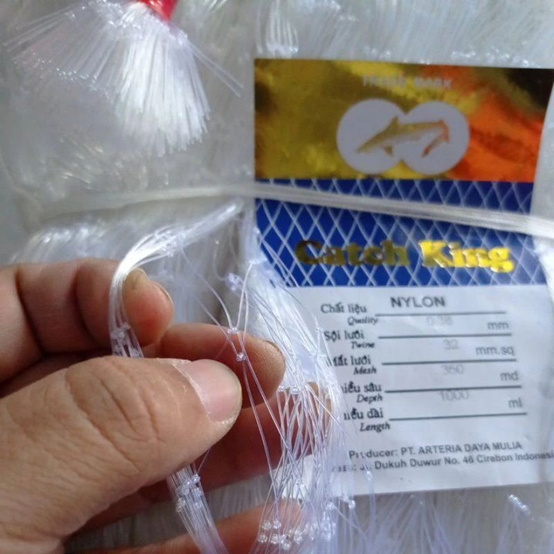jaring ikan ARIDA CATCHKING 2½ inchi 0.38 350md/100yds TATE TRIPELKNOT / TIGA IKATAN jaring ikan ber