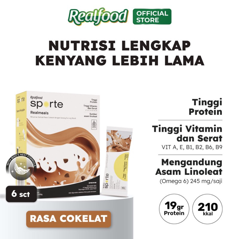 

Realfood Sporte Realmeals Sereal Protein Bird’s Nest, 6 pcs - Cokelat