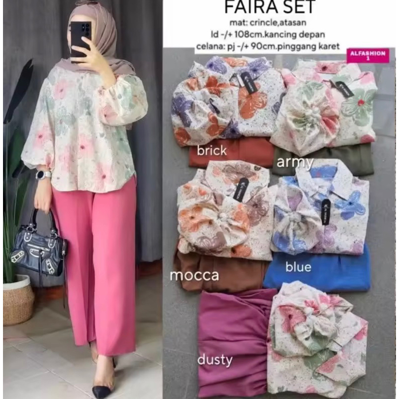 COD) GRATIS ONGKIR || SET CRINCLE AIRFLOW FAIRA 2 SET || stelan wanita FLOWER kekinian 2022-2023 || 