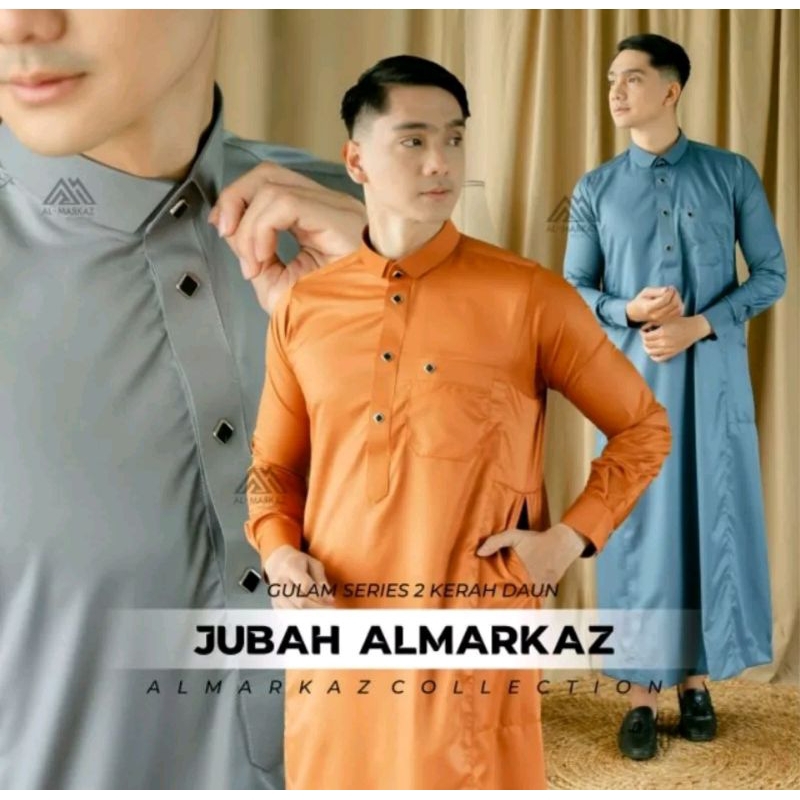 JUBAH PRIA MUSLIM PREMIUM GULAM KERAH DAUN MODEL SLIMFIT BY AL MARKAZ