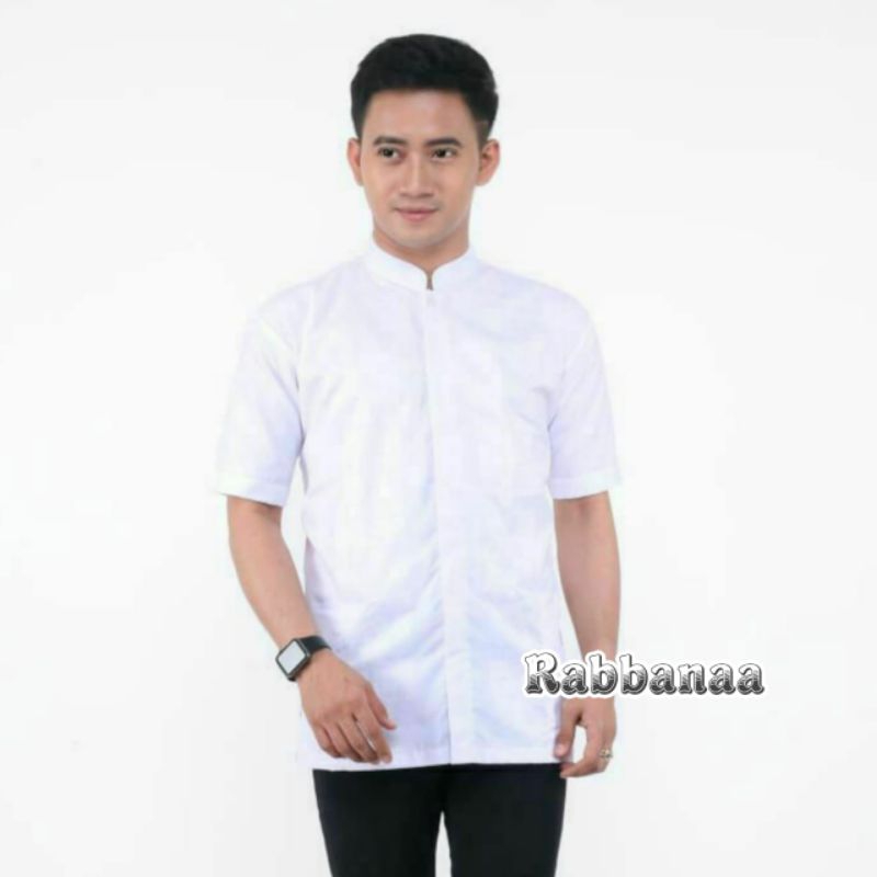 BAJU KOKO HABAIB PUTIH POLOS LENGAN PENDEK KOKO HAIBAH KOKO MODEL AMMU