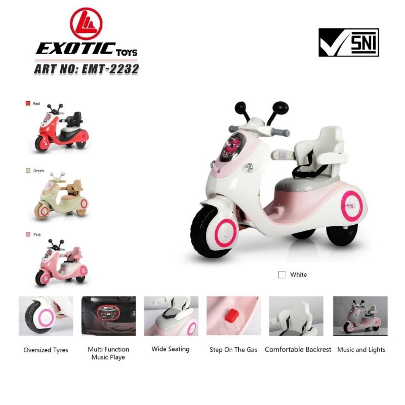 Mainan anak motor aki scoopy exotic EMT 2232 remote control