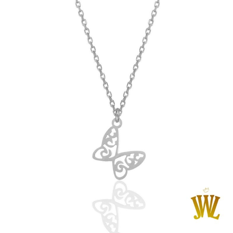 Jewellant - Kalung Kupu-Kupu Bordir Perak, Kalung Wanita Perak Silver 925 Asli, Embroidered Butterfl