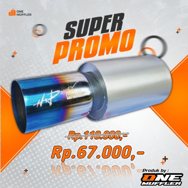 Knalpot Mobil Racing HKS HI POWER BLUE Semi Stainless Muffler Ujung Variasi Tabung Kenalpot Mufler M