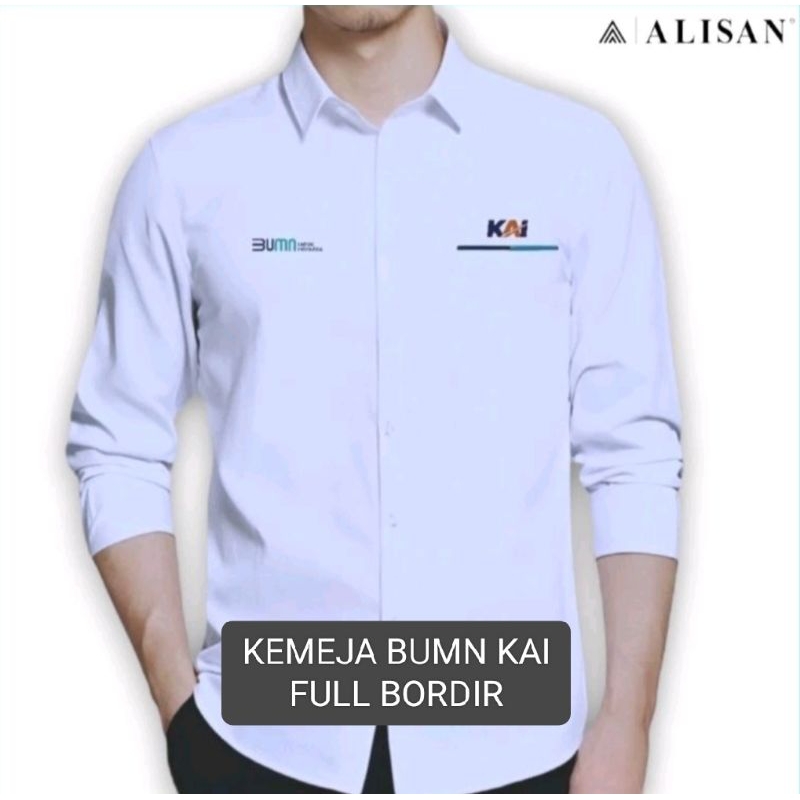 KEMEJA BUMN KAI SERAGAM KAI BAJU BUMN KAI LENGAN PANJANG FULL BORDIR.
