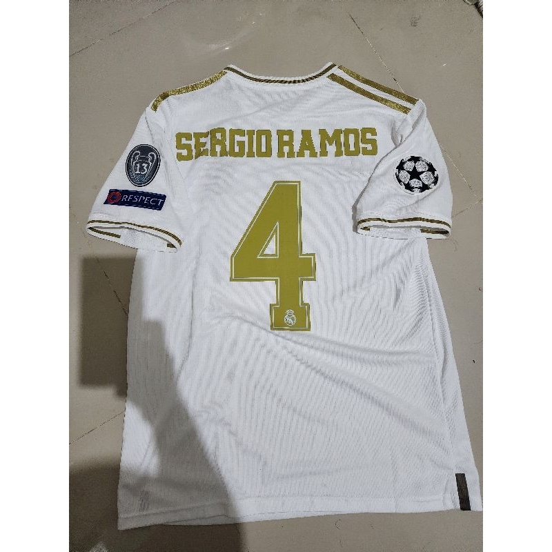 Rare  Jersey Madrid 2019 2020 size L nns SERGIO RAMOS 4 Full Patch UCL