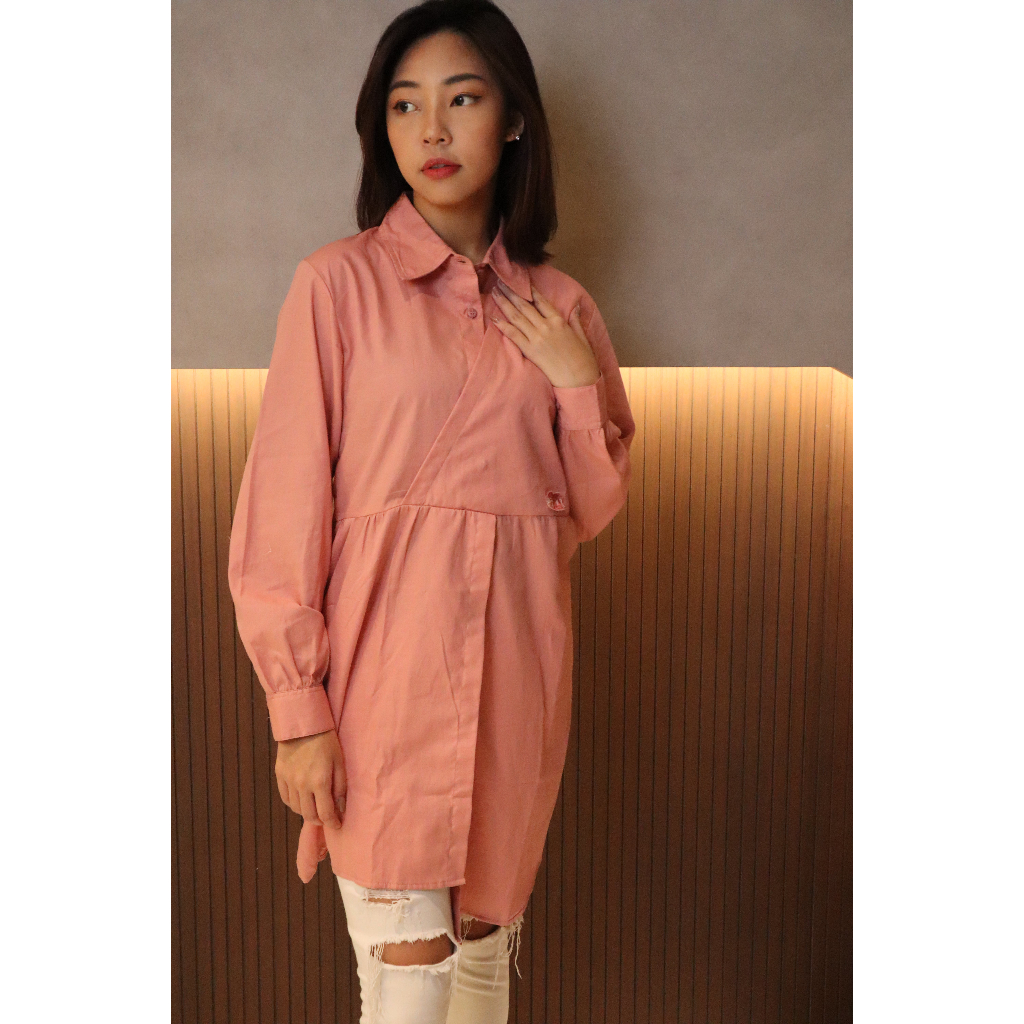 Kaos Tunik Missty Freeteen Wanita Warna Pink Model Korea Kekinian (36598)