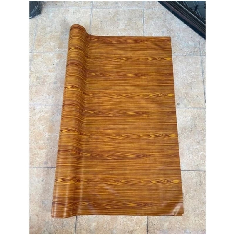 perlak motif kayu (belum di pakai), karpet alas lantai