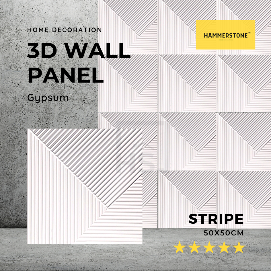 3D Wallpanel Gypsum Semen Stripe 50x50cm/Wall Decoration/Dekorasi Dinding/Interior/Eksterior/Ornamen
