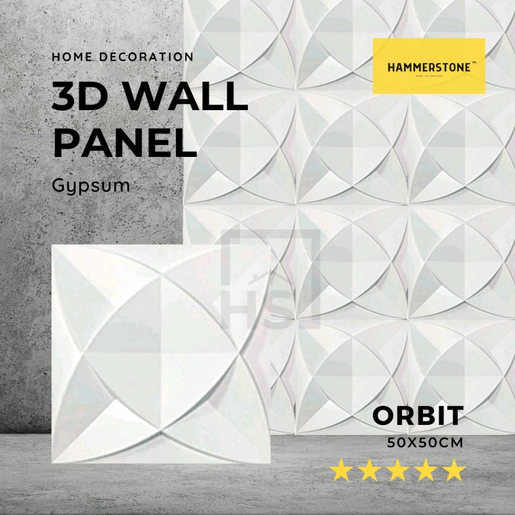 3D Wallpanel Gypsum Semen Orbit 50x50cm/Wall Decoration/Dekorasi Dinding/Interior/Eksterior/Ornamen Dinding/Ornamen Beton/Ornamen Gypsum/Wall Panel 3D Dinding/Hammerstone