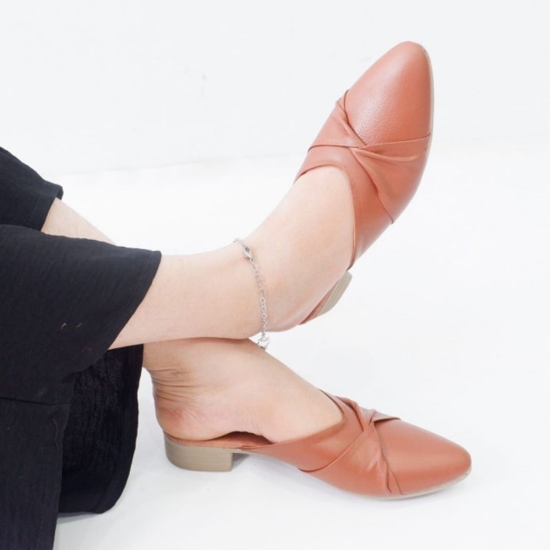 SEPATU SANDAL WANITA TUTONG KULIT SAPI ASLI PAPIRUT GARUT MURAH